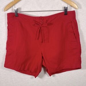 Lauren Ralph Lauren Shorts Women's 8 Red 100% Linen‎ Drawstring Casual Coastal